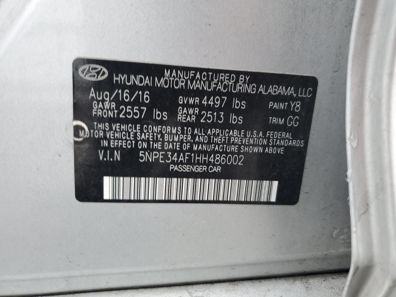 Photo 11 VIN: 5NPE34AF1HH486002 - HYUNDAI SONATA 