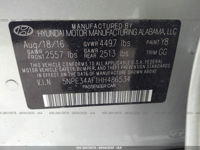 Photo 8 VIN: 5NPE34AF1HH486534 - HYUNDAI SONATA 