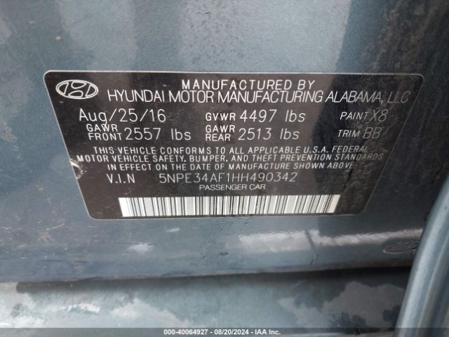 Photo 8 VIN: 5NPE34AF1HH490342 - HYUNDAI SONATA 