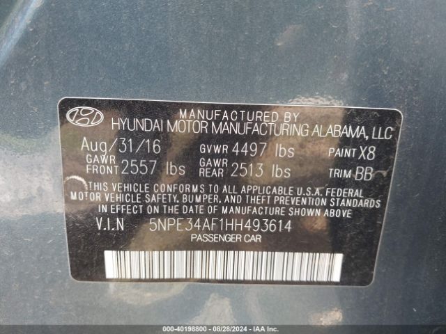 Photo 8 VIN: 5NPE34AF1HH493614 - HYUNDAI SONATA 