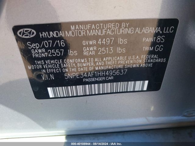 Photo 8 VIN: 5NPE34AF1HH495637 - HYUNDAI SONATA 