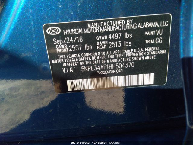 Photo 8 VIN: 5NPE34AF1HH504370 - HYUNDAI SONATA 