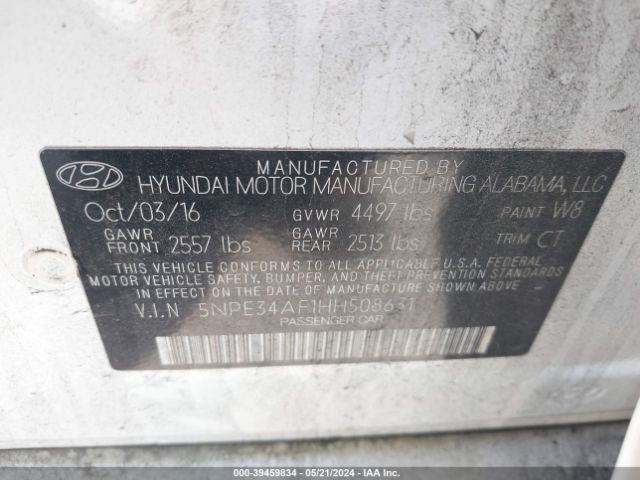 Photo 8 VIN: 5NPE34AF1HH508631 - HYUNDAI SONATA 