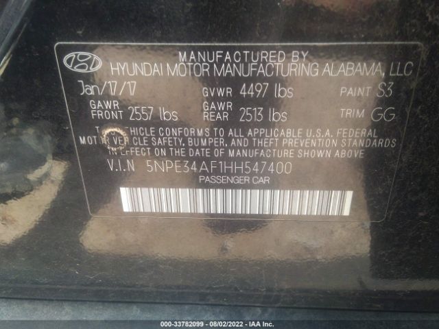 Photo 8 VIN: 5NPE34AF1HH547400 - HYUNDAI SONATA 