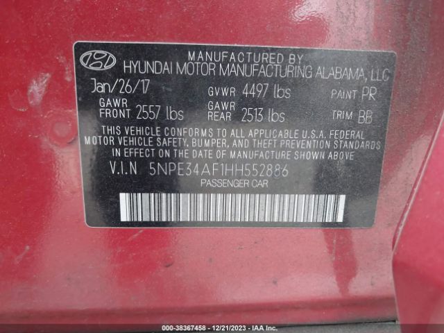 Photo 8 VIN: 5NPE34AF1HH552886 - HYUNDAI SONATA 