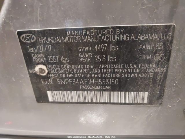 Photo 8 VIN: 5NPE34AF1HH553150 - HYUNDAI SONATA 