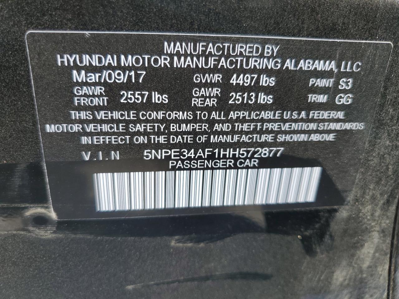 Photo 11 VIN: 5NPE34AF1HH572877 - HYUNDAI SONATA 