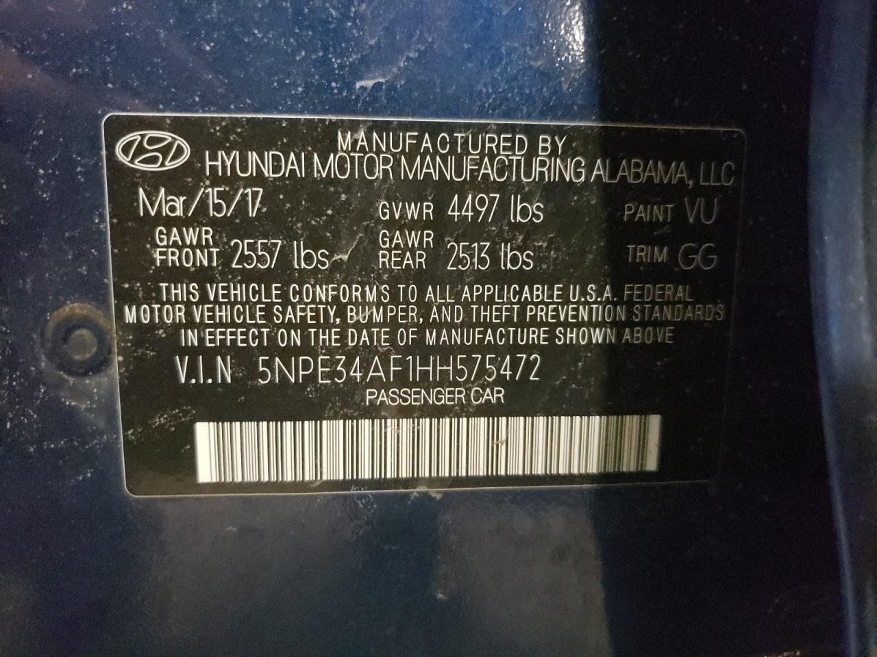 Photo 11 VIN: 5NPE34AF1HH575472 - HYUNDAI SONATA SPO 