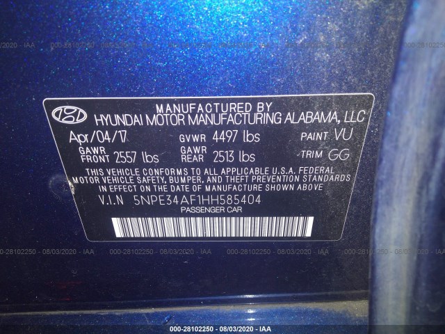 Photo 8 VIN: 5NPE34AF1HH585404 - HYUNDAI SONATA 