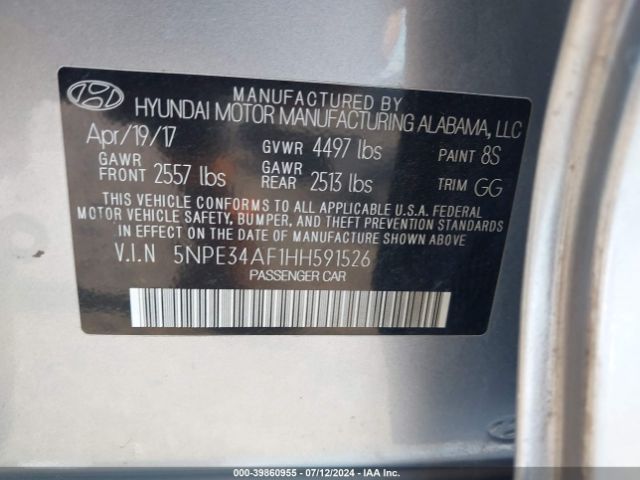 Photo 8 VIN: 5NPE34AF1HH591526 - HYUNDAI SONATA 