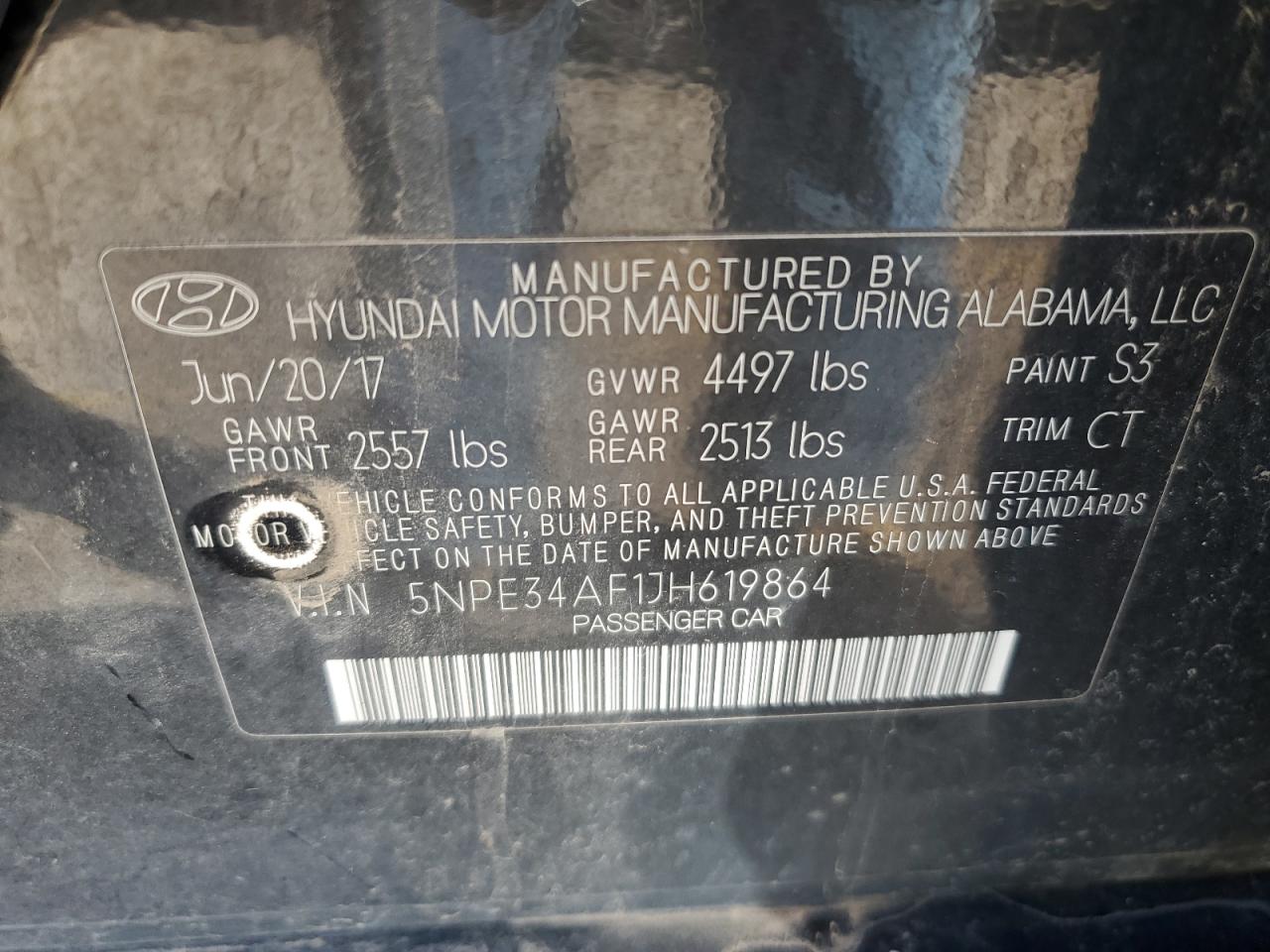 Photo 11 VIN: 5NPE34AF1JH619864 - HYUNDAI SONATA 