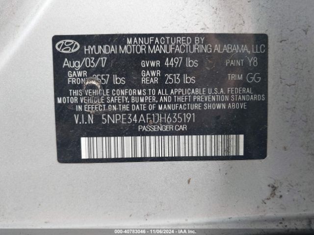 Photo 8 VIN: 5NPE34AF1JH635191 - HYUNDAI SONATA 