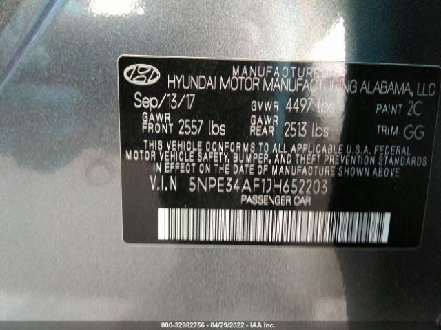 Photo 8 VIN: 5NPE34AF1JH652203 - HYUNDAI SONATA 