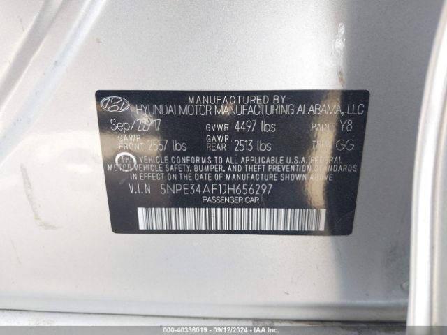 Photo 8 VIN: 5NPE34AF1JH656297 - HYUNDAI SONATA 