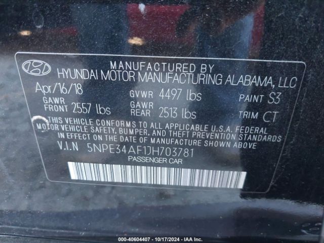 Photo 8 VIN: 5NPE34AF1JH703781 - HYUNDAI SONATA 