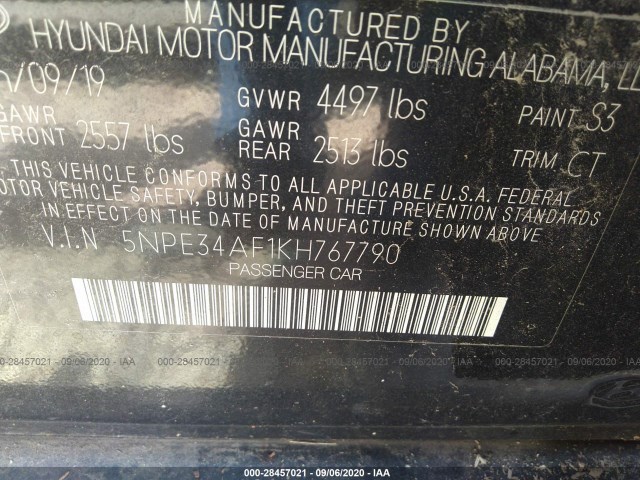 Photo 8 VIN: 5NPE34AF1KH767790 - HYUNDAI SONATA 