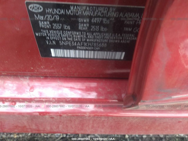 Photo 8 VIN: 5NPE34AF1KH785688 - HYUNDAI SONATA 