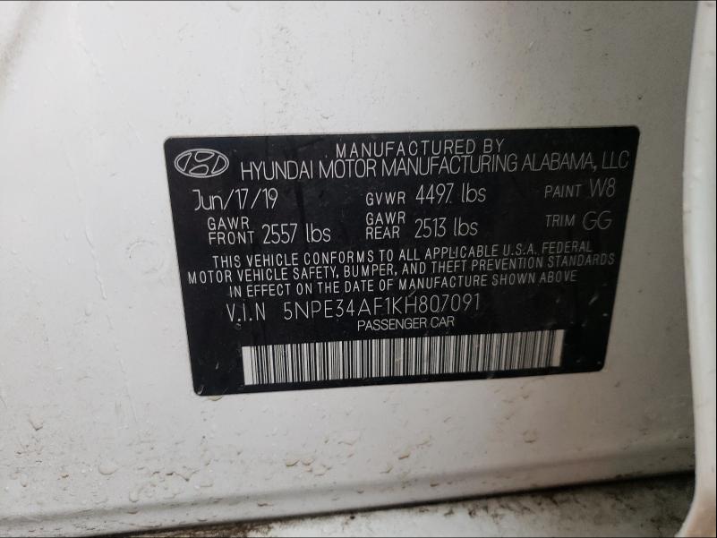 Photo 9 VIN: 5NPE34AF1KH807091 - HYUNDAI SONATA LIM 