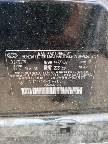 Photo 2 VIN: 5NPE34AF1KH812078 - HYUNDAI SONATA 