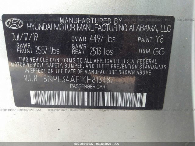 Photo 8 VIN: 5NPE34AF1KH813487 - HYUNDAI SONATA 