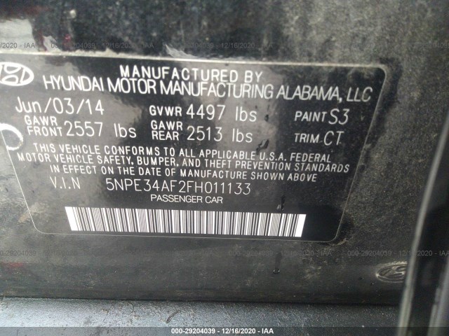 Photo 8 VIN: 5NPE34AF2FH011133 - HYUNDAI SONATA 