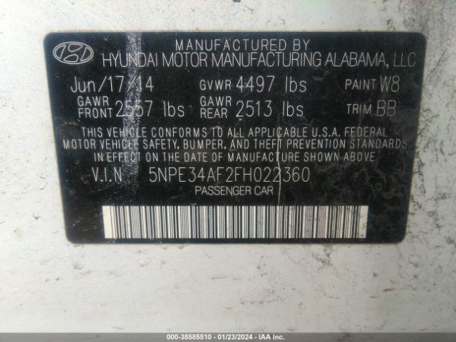 Photo 8 VIN: 5NPE34AF2FH022360 - HYUNDAI SONATA 