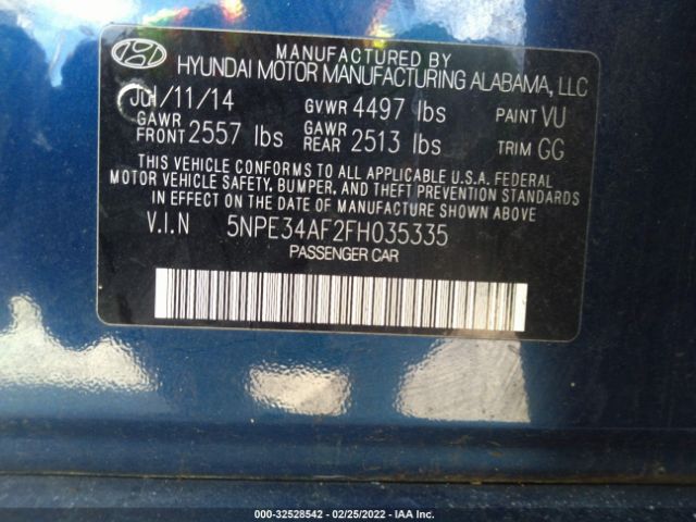 Photo 8 VIN: 5NPE34AF2FH035335 - HYUNDAI SONATA 