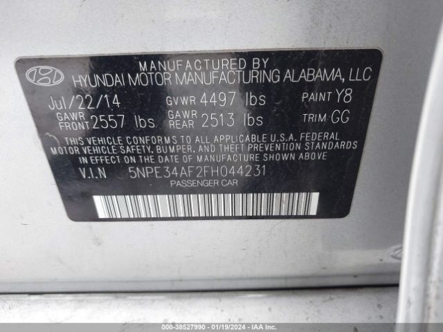 Photo 8 VIN: 5NPE34AF2FH044231 - HYUNDAI SONATA 