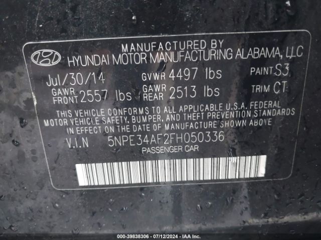 Photo 8 VIN: 5NPE34AF2FH050336 - HYUNDAI SONATA 