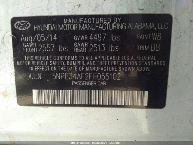 Photo 8 VIN: 5NPE34AF2FH055102 - HYUNDAI SONATA 