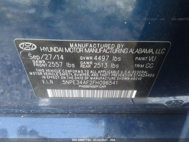 Photo 8 VIN: 5NPE34AF2FH096541 - HYUNDAI SONATA 