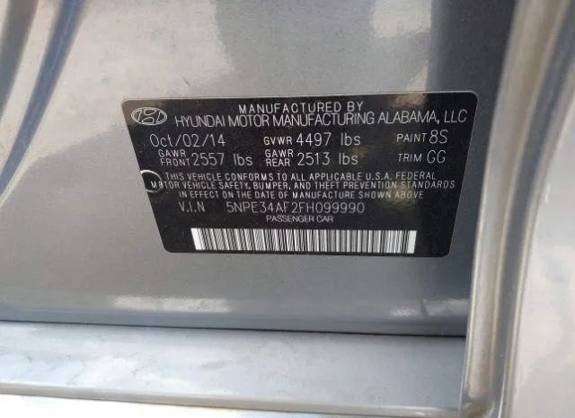 Photo 8 VIN: 5NPE34AF2FH099990 - HYUNDAI SONATA 