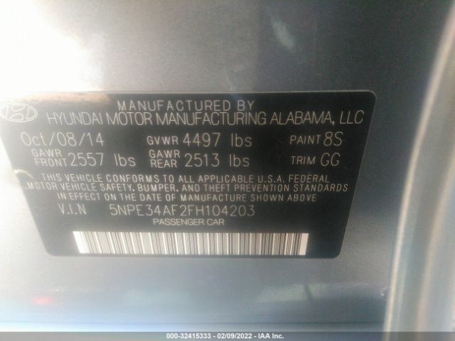 Photo 8 VIN: 5NPE34AF2FH104203 - HYUNDAI SONATA 