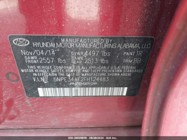 Photo 8 VIN: 5NPE34AF2FH124483 - HYUNDAI SONATA 