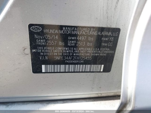 Photo 8 VIN: 5NPE34AF2FH125455 - HYUNDAI SONATA 