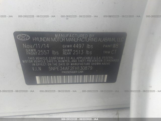 Photo 8 VIN: 5NPE34AF2FH130879 - HYUNDAI SONATA 