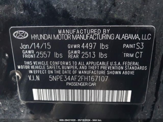 Photo 8 VIN: 5NPE34AF2FH167107 - HYUNDAI SONATA 