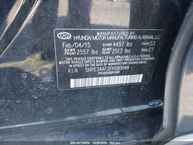 Photo 8 VIN: 5NPE34AF2FH180049 - HYUNDAI SONATA 