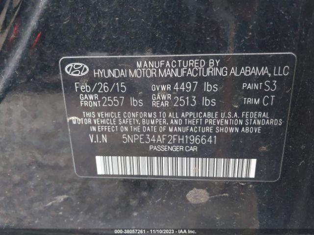 Photo 8 VIN: 5NPE34AF2FH196641 - HYUNDAI SONATA 