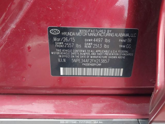 Photo 8 VIN: 5NPE34AF2FH213857 - HYUNDAI SONATA 