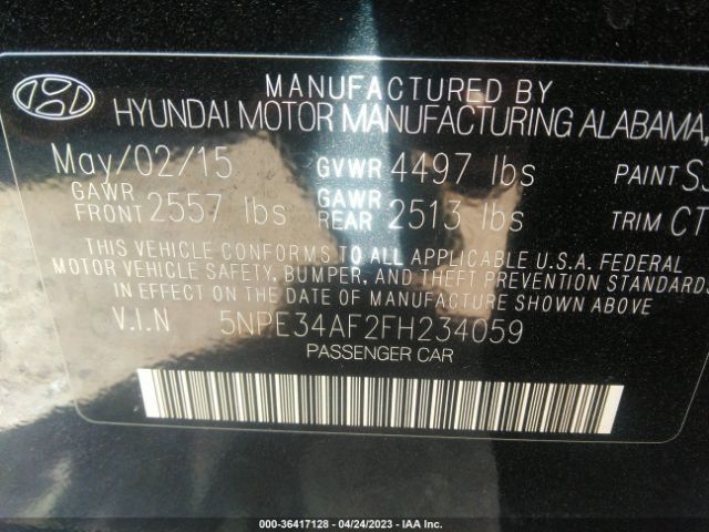 Photo 8 VIN: 5NPE34AF2FH234059 - HYUNDAI SONATA 