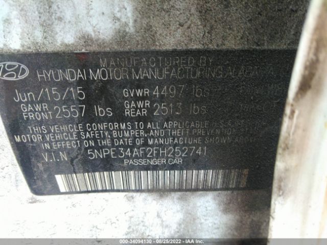 Photo 8 VIN: 5NPE34AF2FH252741 - HYUNDAI SONATA 