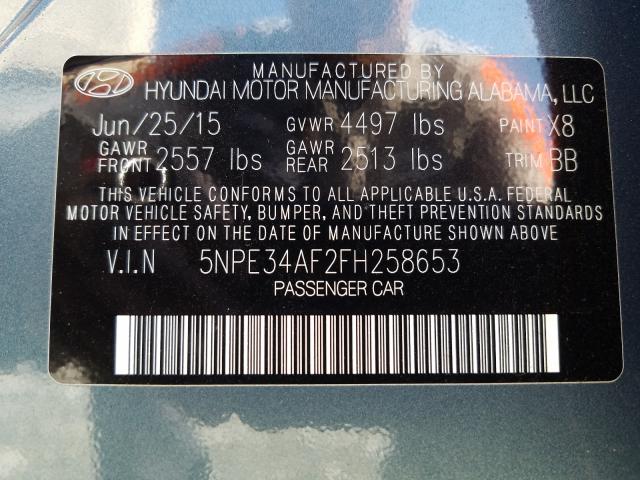 Photo 9 VIN: 5NPE34AF2FH258653 - HYUNDAI SONATA SPO 