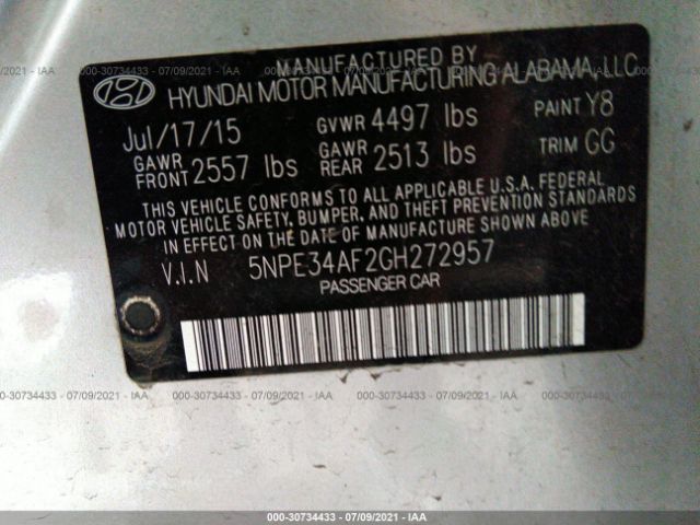 Photo 8 VIN: 5NPE34AF2GH272957 - HYUNDAI SONATA 