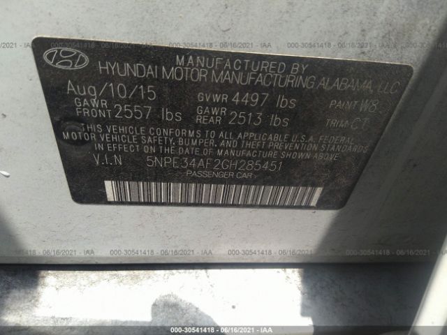 Photo 8 VIN: 5NPE34AF2GH285451 - HYUNDAI SONATA 