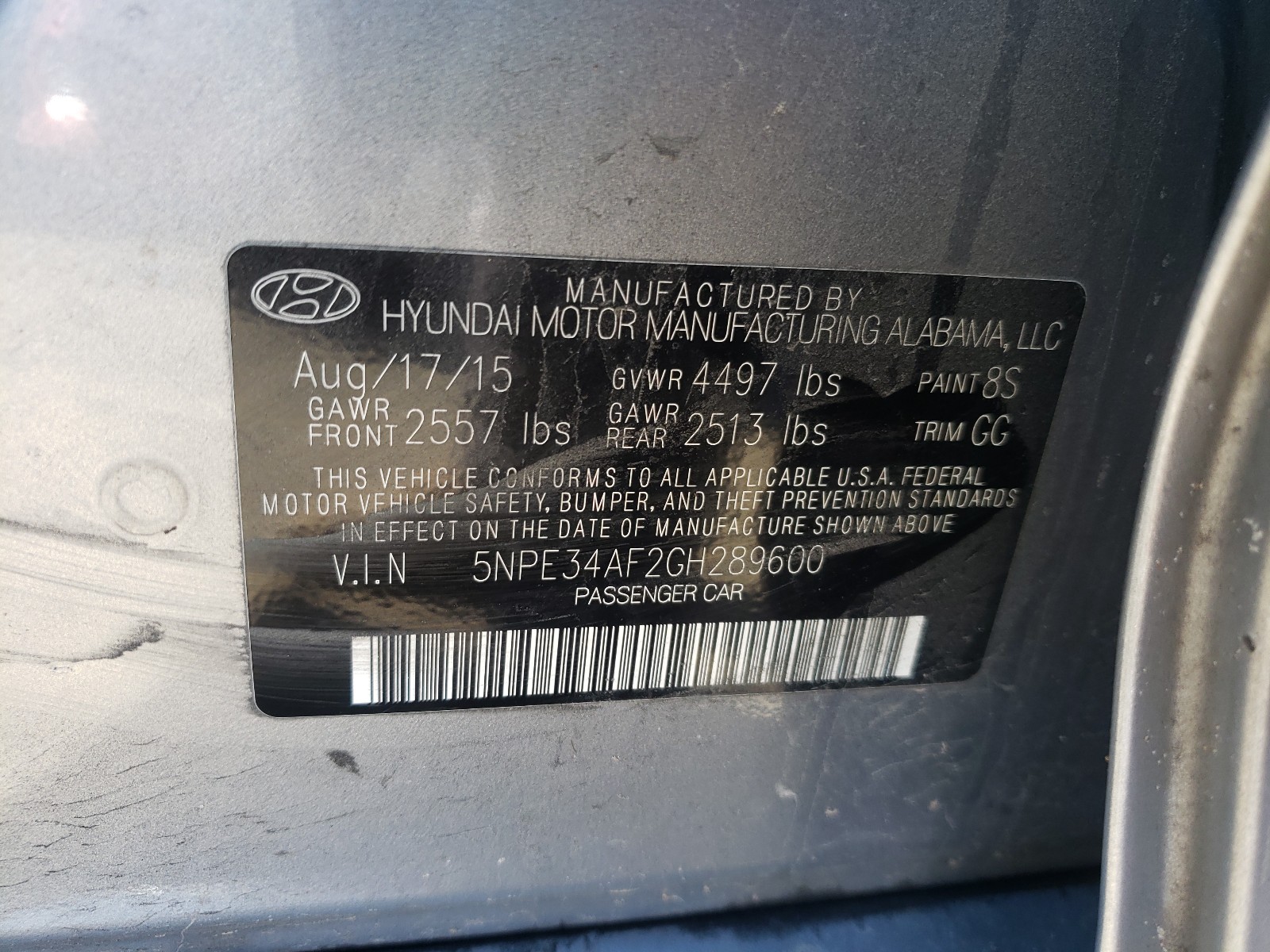 Photo 9 VIN: 5NPE34AF2GH289600 - HYUNDAI SONATA SPO 