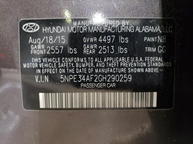 Photo 11 VIN: 5NPE34AF2GH290259 - HYUNDAI SONATA 