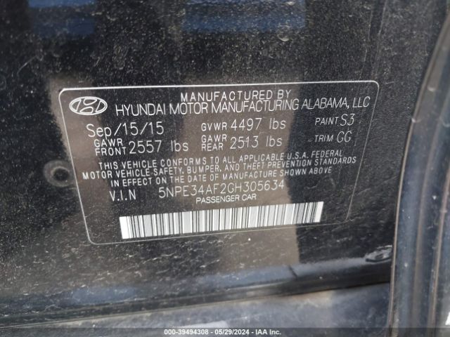 Photo 8 VIN: 5NPE34AF2GH305634 - HYUNDAI SONATA 