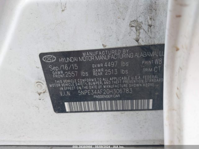 Photo 8 VIN: 5NPE34AF2GH306783 - HYUNDAI SONATA 