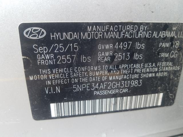 Photo 9 VIN: 5NPE34AF2GH311983 - HYUNDAI SONATA SPO 